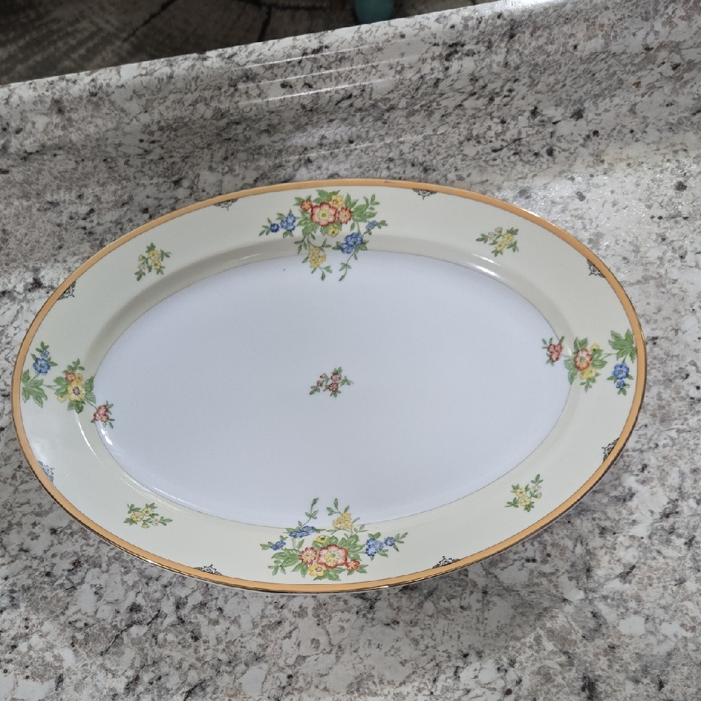 Meito Vintage 1950 Floral Oval Serving Meat Platter